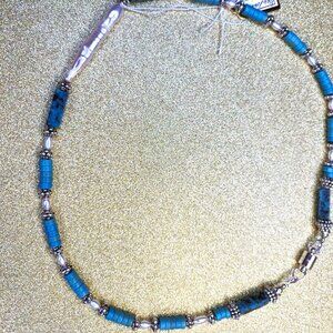 Turquoise & Freshwater Pearl Necklace Art Jewelry NWT
